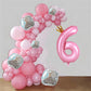 40 Inch Crown Pink Number 6 Balloon, Big Conjoined Baby Pink Foil Mylar Helium 6 Balloon For Girls 6Th Birthday Party Decoration