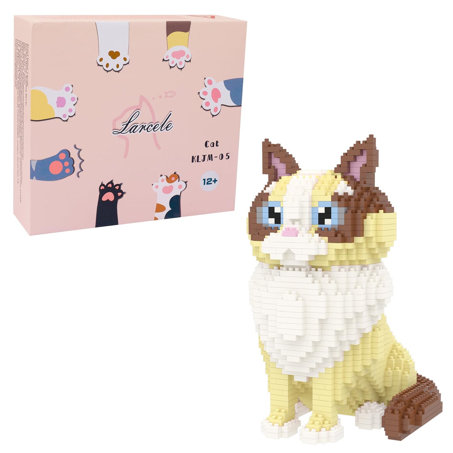 Larcele Cat Micro Building Blocks Animal Set, Diy Mini 3D Building Toy Bricks Kit,1160 Pieces Kljm-05 (Ragdoll)