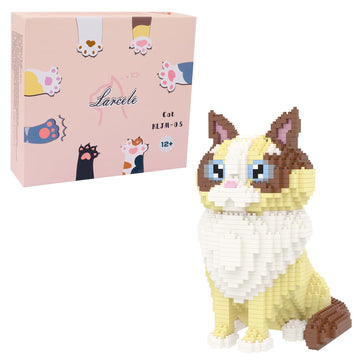 Larcele Cat Micro Building Blocks Animal Set, Diy Mini 3D Building Toy Bricks Kit,1160 Pieces Kljm-05 (Ragdoll)