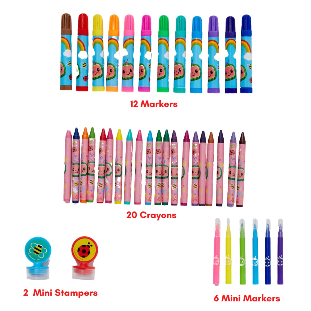 Innovative Designs Cocomelon Coloring Art Set For Kids With Stickers And Stampers, 150+ Pieces