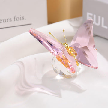 Movdyka Crystal Butterfly Decor Figurines Gifts For Women, Pink Glass Butterfly Craft Desk Office Dcorations Table Centerpieces,