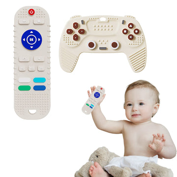 S-Snail-Oo 2-Pack Baby Teether Toys Silicone Toddler, Sensory Toy Chew Toys Educational, Tv Remote Control Shape Teething Toys F
