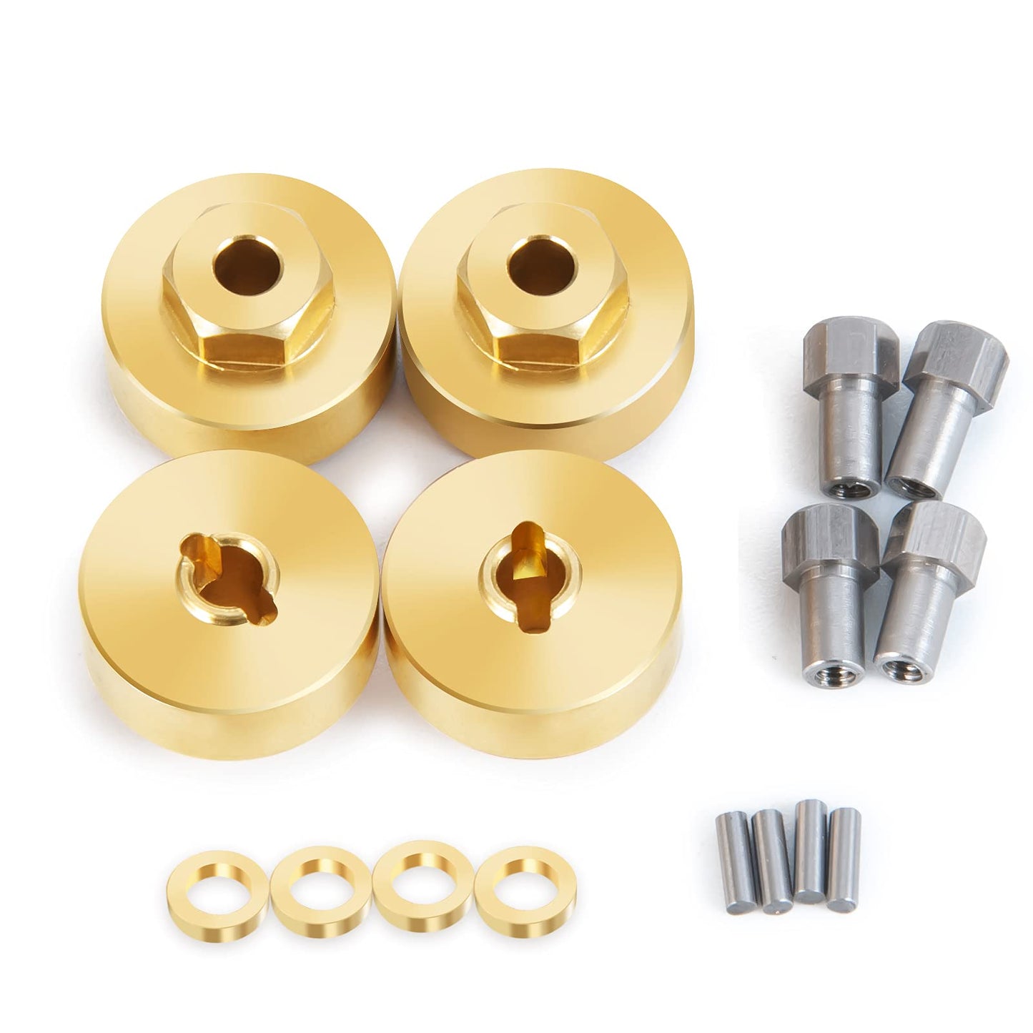 Que-T 1 Set Metal Brass Wheel Weights Hex Adapter for 1/24 AXIAL SCX24 Deadbolt AXI90081 AXI00001 AXI00002 RC Crawler Car Upgrad