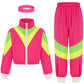 Sizgaroot 80S 90S Retro Windbreaker Set Girls Workout Costume Outfit Track Suit For Girls (Pink, 9-10 Years)