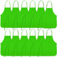BOUBONI 12 Pieces Green Kids Painting Aprons Kids Art Aprons with 2 Roomy Pockets Kids Aprons for Art Painting Activity Kitchen 