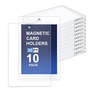 Magnetic Card Holder  35pt One Touch Card Protectors Hard Plastic  Clear Card Sleeves Display Case for for Trading Game  Baseball Sports Cards (10 Pack)