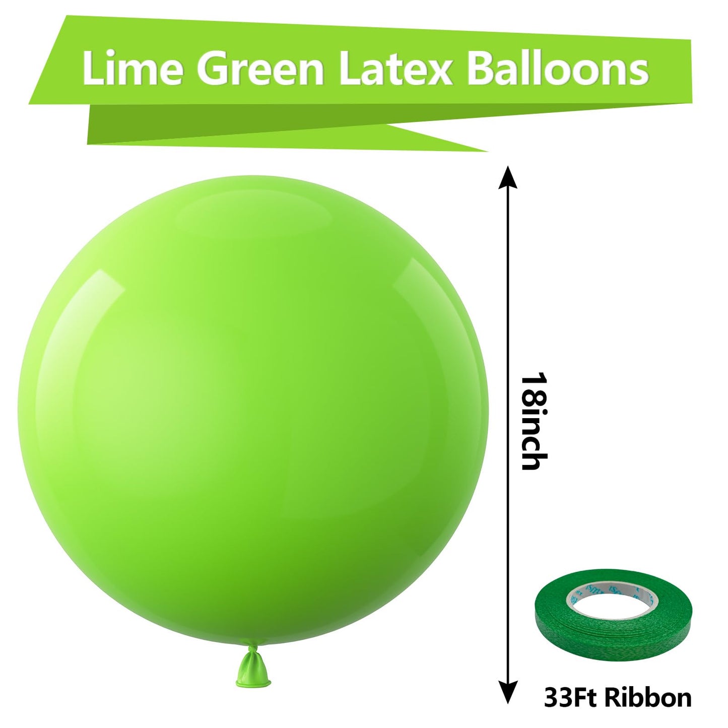 Bezente Lime Green Balloons 18 Inch- 30 Pack Large Thick Green Balloons Big Round Light Green Latex Balloons For Birthday Baby S