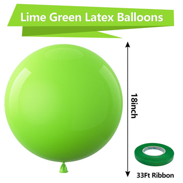 Bezente Lime Green Balloons 18 Inch- 30 Pack Large Thick Green Balloons Big Round Light Green Latex Balloons For Birthday Baby S