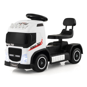 Honey Joy Electric Ride On Push Car, 6V Foot-To-Floor Push Cars For Toddlers, Lights, Music, Adjustable Height, Battery Powered Ride On Truck For Kids, Gift For Toddlers Boys Girls, White