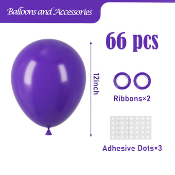 Voircoloria Dark Purple Balloons, 66Pack 12Inch Deep Purple Latex Party Balloons For Halloween, Graduation, Wedding, Birthday, B