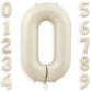 40 Inch Cream White 0 Balloon Numbers, Large Number 0 Balloon Foil Helium Number Balloons, Big Mylar Birthday Balloons for Boys 