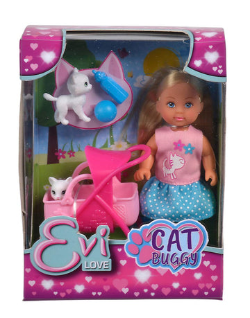 Simba 105733348 Evi Love Cat Buggy With Two Cats In Cat Buggy Removable Bag Accessories Dressing Doll 12 Cm For Children From 3 Years
