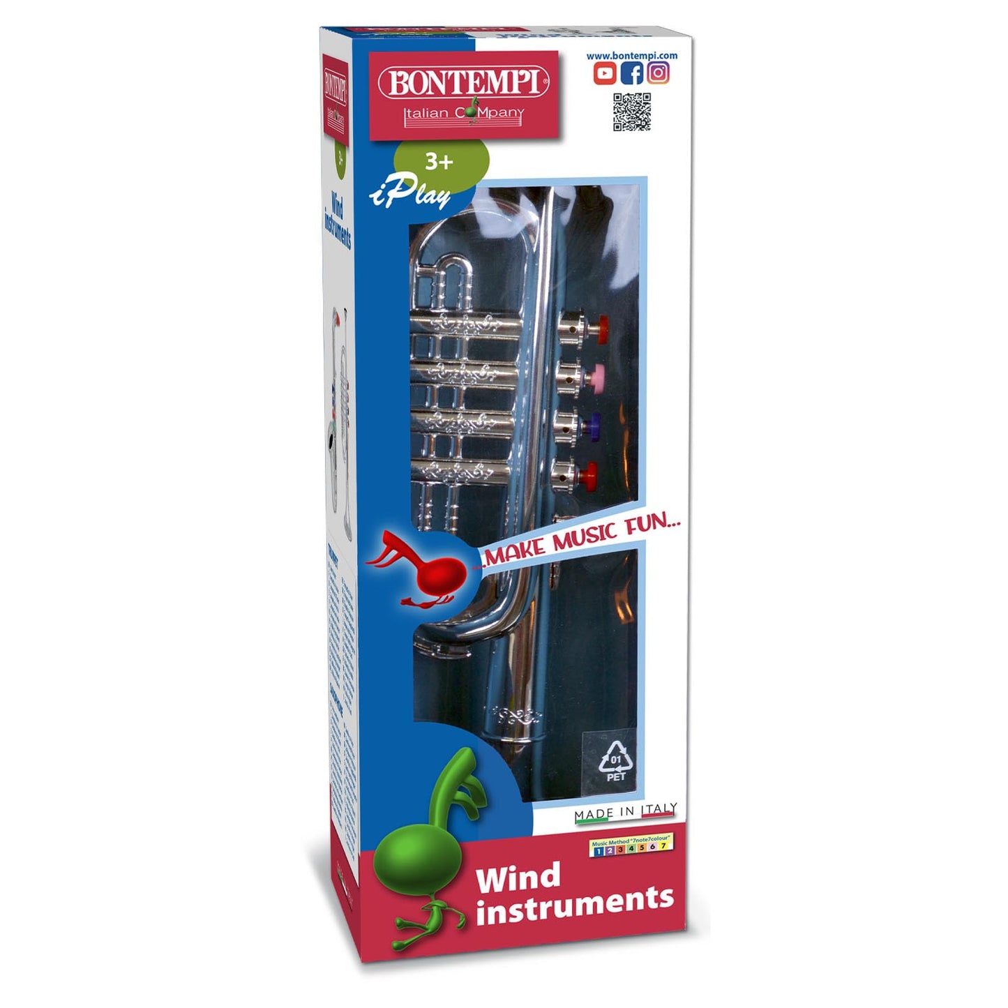 Bontempi 32 3831 4 Notes Silver Trumpet, 37 cm, Multi-Color, 38 cm