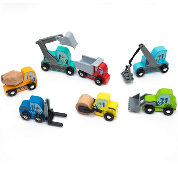 Umu® Construction Toy Cars 7 Pcs Wooden Kids Mini Vehicles For Toddlers, Compatible To Thomas Train Toys Railway And Major Brands, Best For 3 To 5 Year Old Boys And Girls