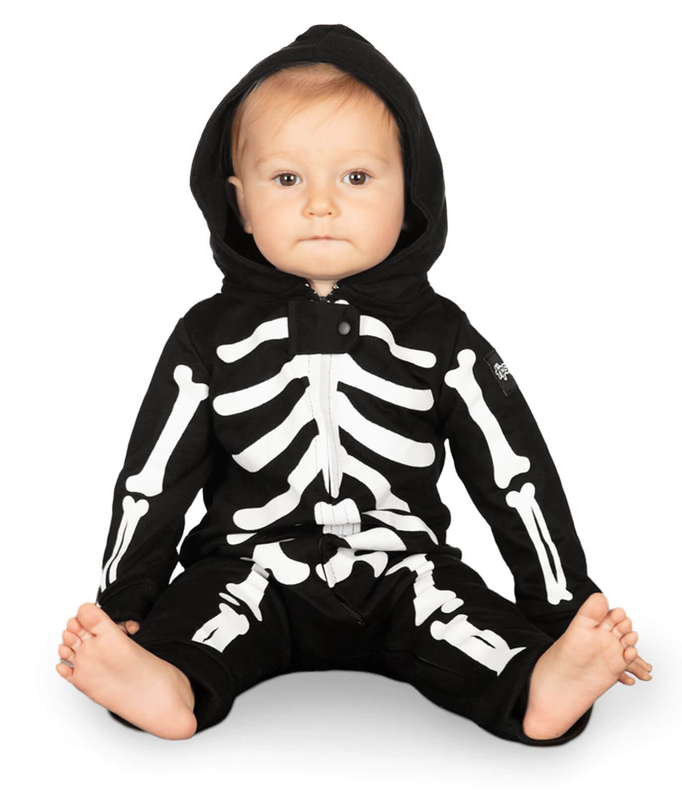 Tipsy Elves Kids Skeleton Halloween Costume Jumpsuit For Babies And Toddlers - Unisex Sizing - Spooky White Skeleton Halloween Costume For Boys And Girls Size 2T