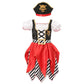 Wizland Girls Pirate Costume Deluxe Buccaneer Princess Dress for Kids with dress hat pouch earring coins Gems decorative replica blade and eye-patch 7-8years