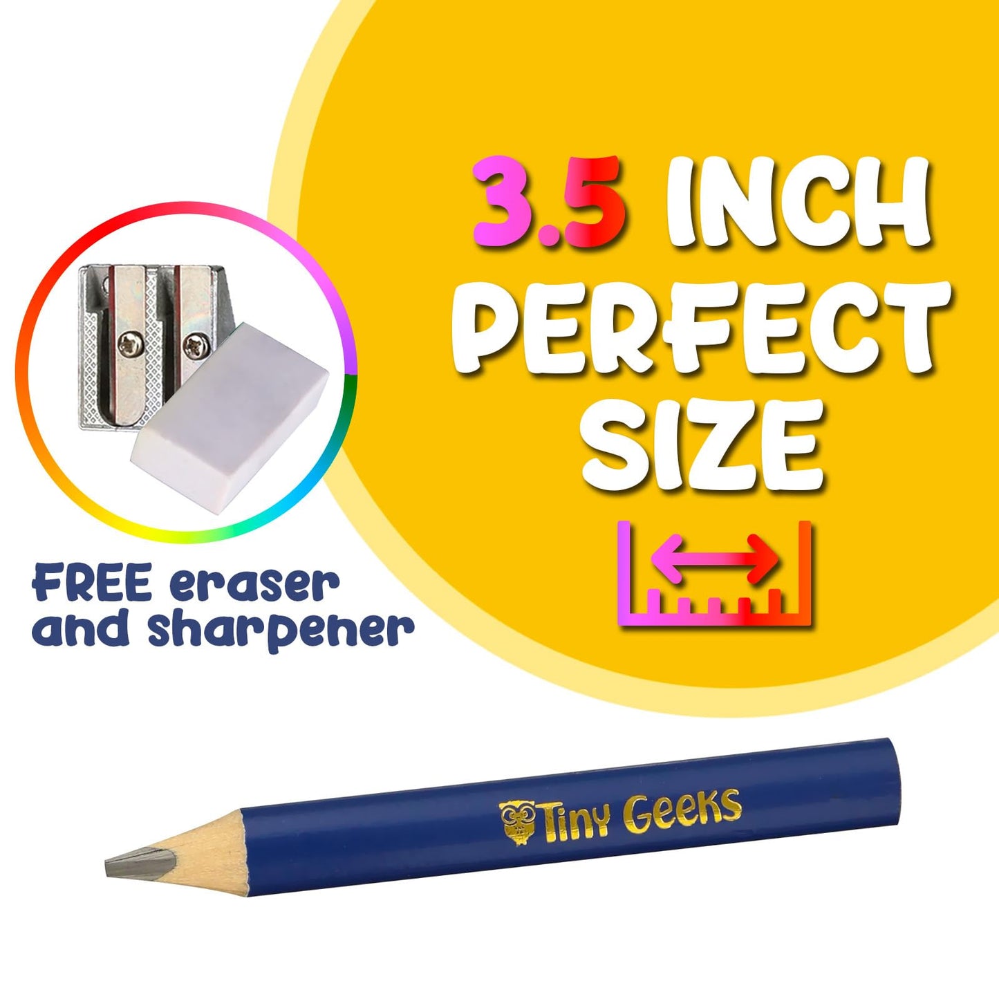 Tinygeeks Jumbo Pencils Hb - New 2024-12 Fat Pencils - Triangle Short Pencils For Kids + Sharpener - Perfect For Preschool, Todd