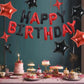 TONIFUL 35PCS 16 Inch Black Red Happy Birthday Balloon Black Red Happy Birthday Balloons Decorations with Star Balloons for Girl