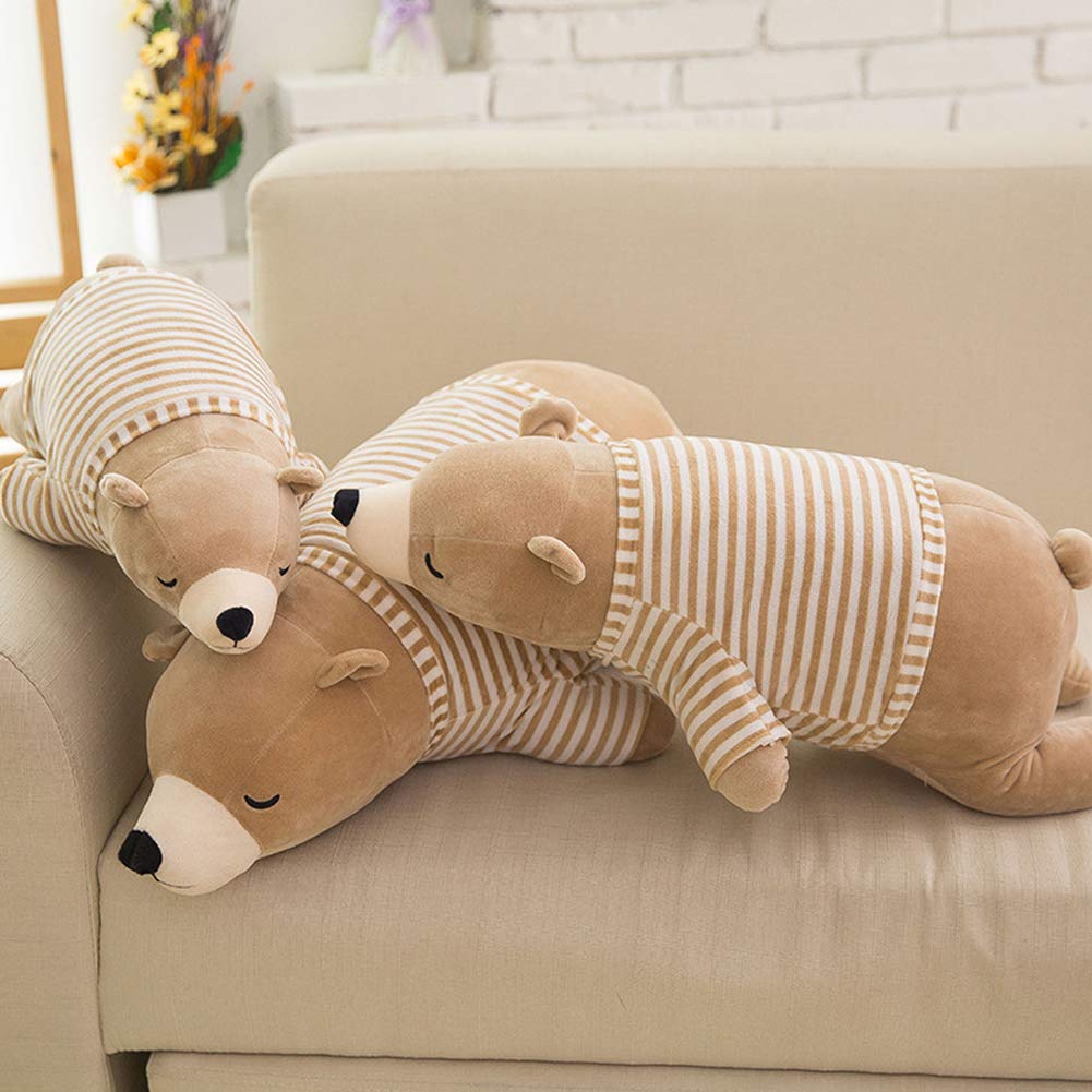 MMTTAO Polar Bear Plush Toy - 14" Brown Sleeping Stuffed Animal - Soft Huggable Doll for Kids & Adults