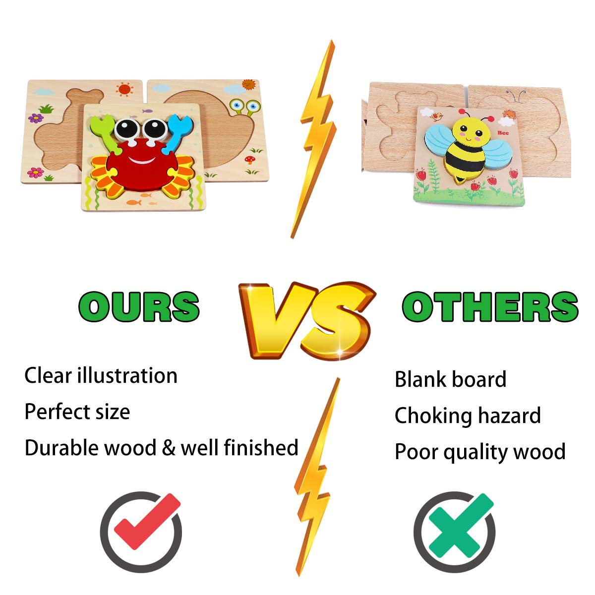 Wooden Montessori Puzzles for Toddlers Kids: Toddler Puzzles for 1-3 Montessori Toys for 1 2 3 Year Old Girls Boys Baby - Kids Puzzle Ages 2-4 Preschool Learning Educational Toy