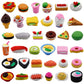 Cllayees 72 Pcs Assorted Food Pencil Erasers Toy Set, Cake Dessert Fruit Puzzle Erasers Toys For Kids Reward Party Favors (Food)
