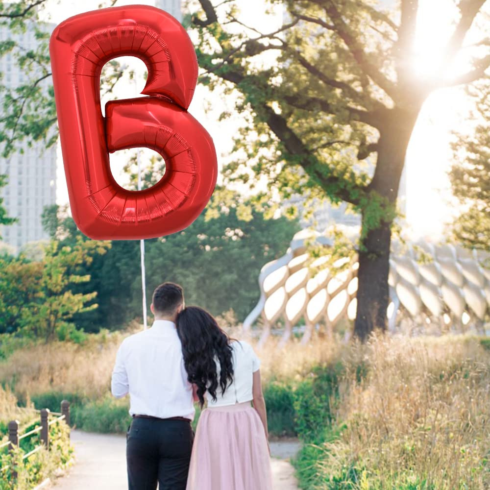 Toniful 40 Inch Large Bright Red Letter Balloons A-Z, Giant Jumbo Helium Foil Mylar Big Letter B Balloons For Birthday Party Ann