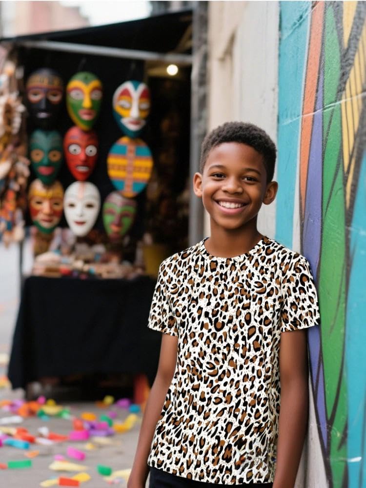 COSLAND Boys' Leopard Shirt Kids Animal Costume, Medium