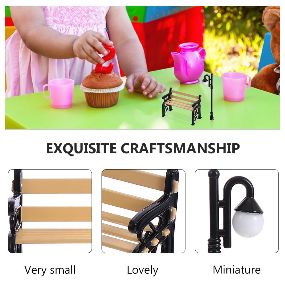 Balacoo Dollhouse Miniature Street Lights Bench Mini Street Lamps Post Lights Pathway Lantern Markers Dollhouse Streetlights Mod