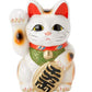 Tokoname Ware Lucky Cat 7.5'' Porcelain Maneki Neko - Right Hand, White, Model 14-03