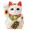 Tokoname Ware Lucky Cat 7.5'' Porcelain Maneki Neko - Right Hand, White, Model 14-03