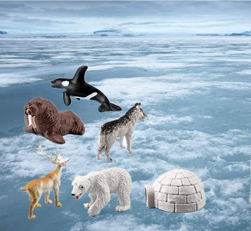 Natureman Mini Arctic Animals Toys Set 10Pcs Polar Animal Figurines Toy Play Setincludes Polar Bear Seal Reindeer Wolf Rabbit Ar
