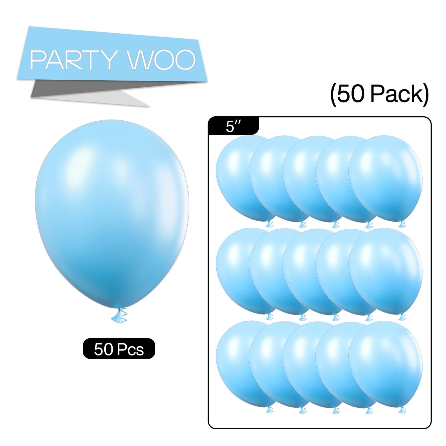 Partywoo Light Blue Balloons, 50 Pcs 5 Inch Matte Blue Balloons, Blue Balloons For Balloon Garland Or Balloon Arch As Party Decorations, Birthday Decorations, Boy Baby Shower Decorations, Blue-Y4