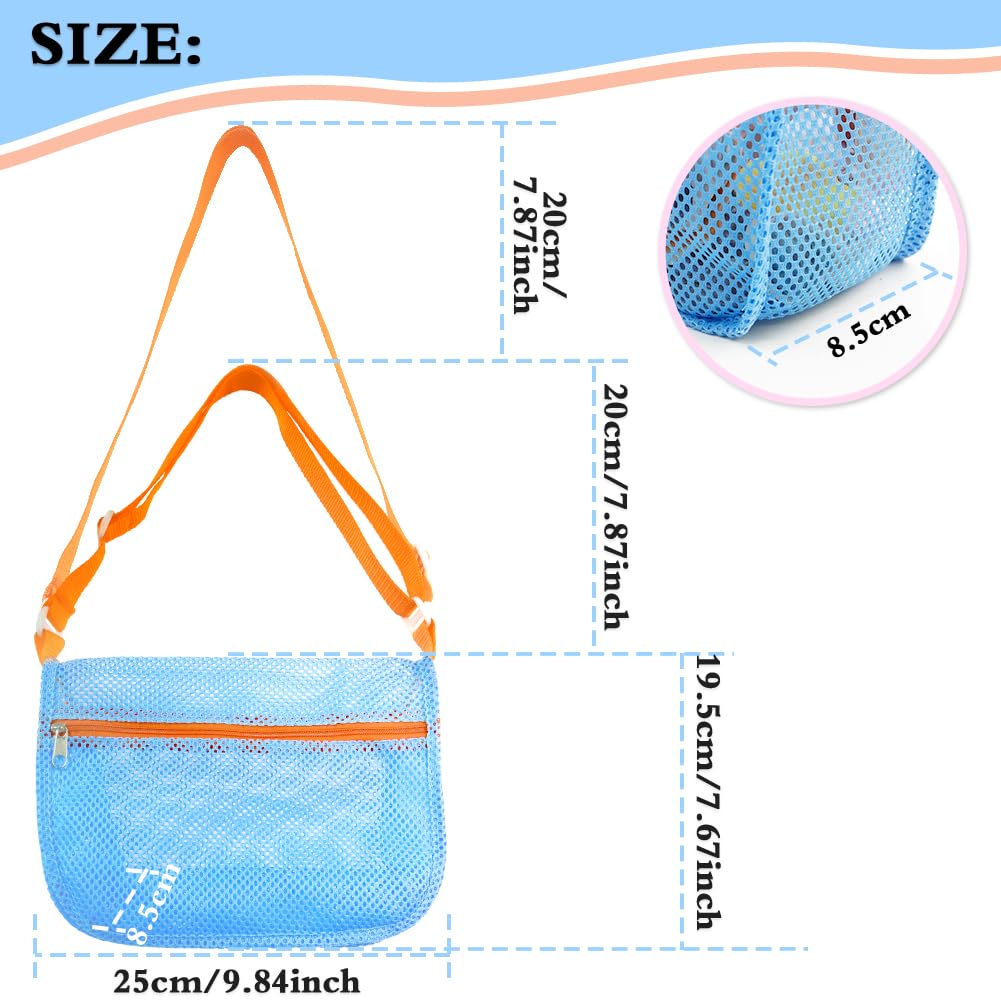 Shell Bags For Beach,3Pcs Seashell Collecting Bag With Adjustable Shoulder Straps, Beach Mesh Bag For Storing Beach Toys, Shells