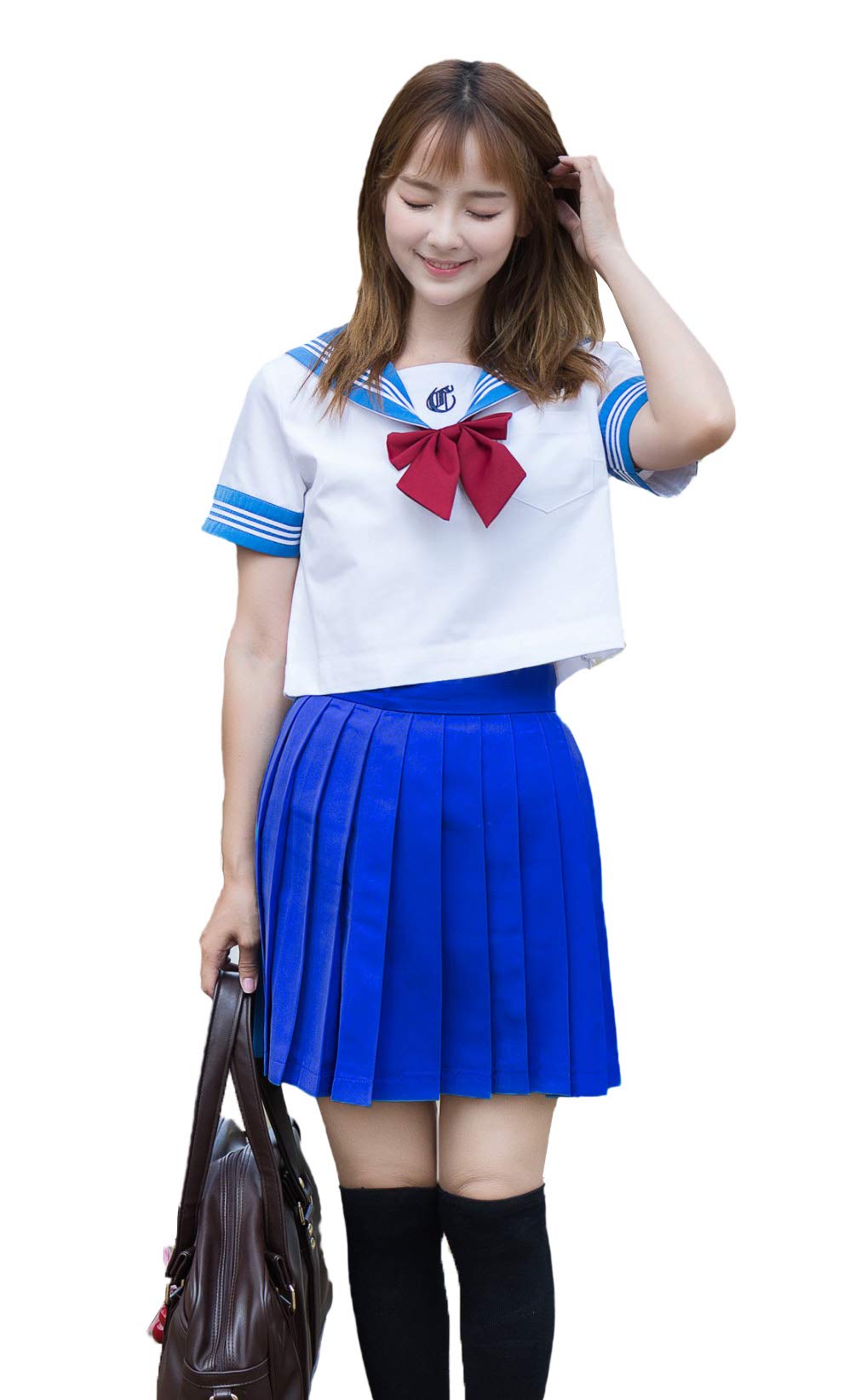 Beautifulfashionlife Womens School Uniform High Waist Flat Pleated Skirts 4Xl Light Blue