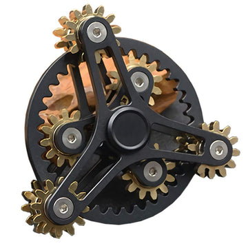 Pure Brass Fidget Spinner Gears Linkage Fidget Gyro Toy Metal Diy Hand Spinner Spins Long Time Edc Focus Meditation Break Bad Habits Adhd With Multiple Premium Bearings (13 Bearings Black)