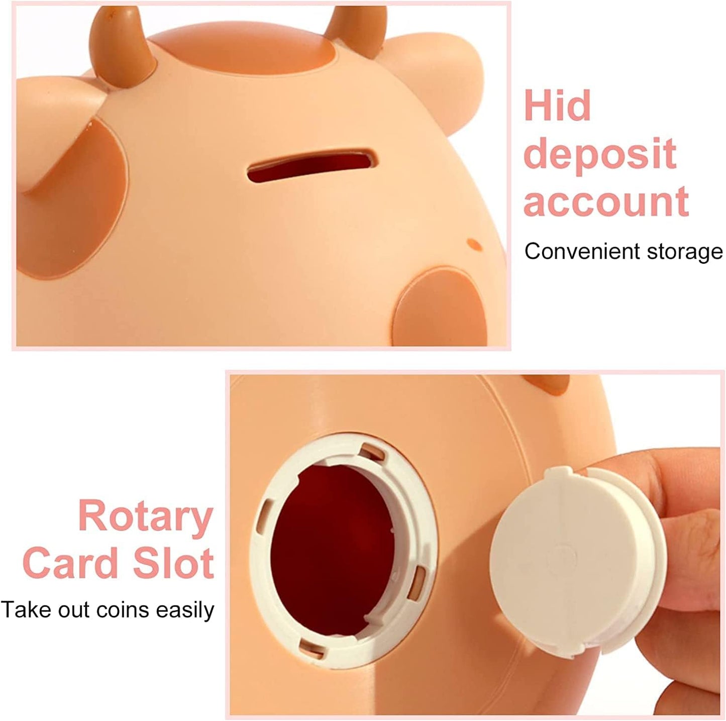 H&W Cow Piggy Bank, Unbreakable Coin Box For Kids, Cute Animal Money Bank Birthday For Boys Girls,Coin Saving Boxes (Yellow)