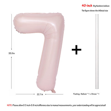 40 In Matte Pink Number Balloons Helium Foil Mylar Balloon Birthday Party Banquet Decoration Digital 7