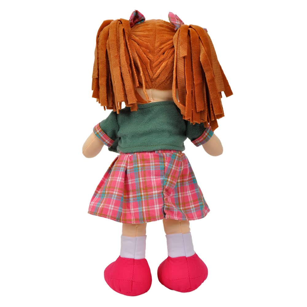 Linzy Toys, 16'' Little Sweet Hearts Interactive Soft Plush Rag Doll, Embroidered Face & Removable Clothes (90959), Plaid