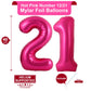 LHOAVWE 40 Inch Hot Pink 21 Number Balloons - Giant Jumbo Foil Mylar for 12th & 21st Birthday Party Decorations