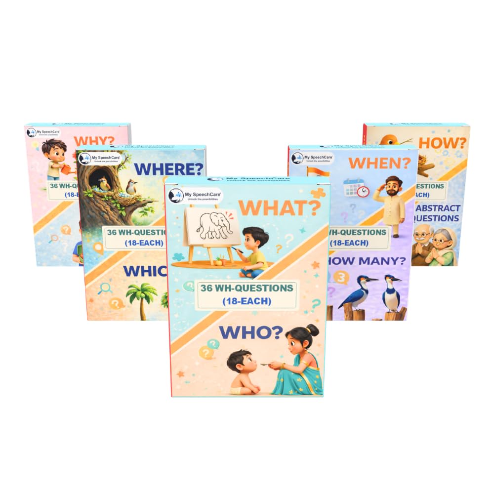 My Speechcare Wh Question Cards For Kids  Complete Set | 10 Wh Question Types (What, Who, Where, Which, Why, Whose, When, How M