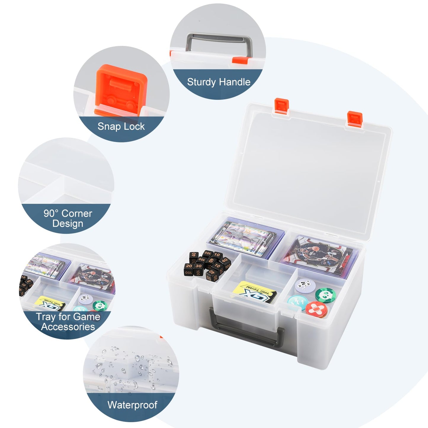 Saichotoy Trading Card Storage Box: Card Case Holder Organizer Compatible With 800+ Pokmeon, Mtg, Yugioh, Tcg Cards With 11 Indi