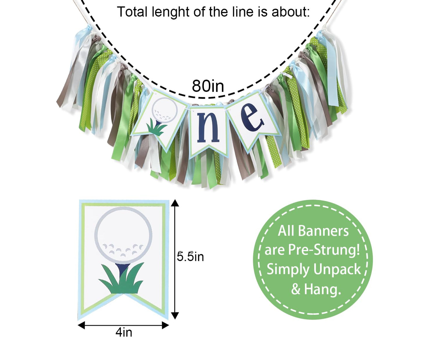 Golf 1st Birthday High Chair Banner - Hole In One Cake Smash Decorations, Boy First Birthday, Golf Party One Banner