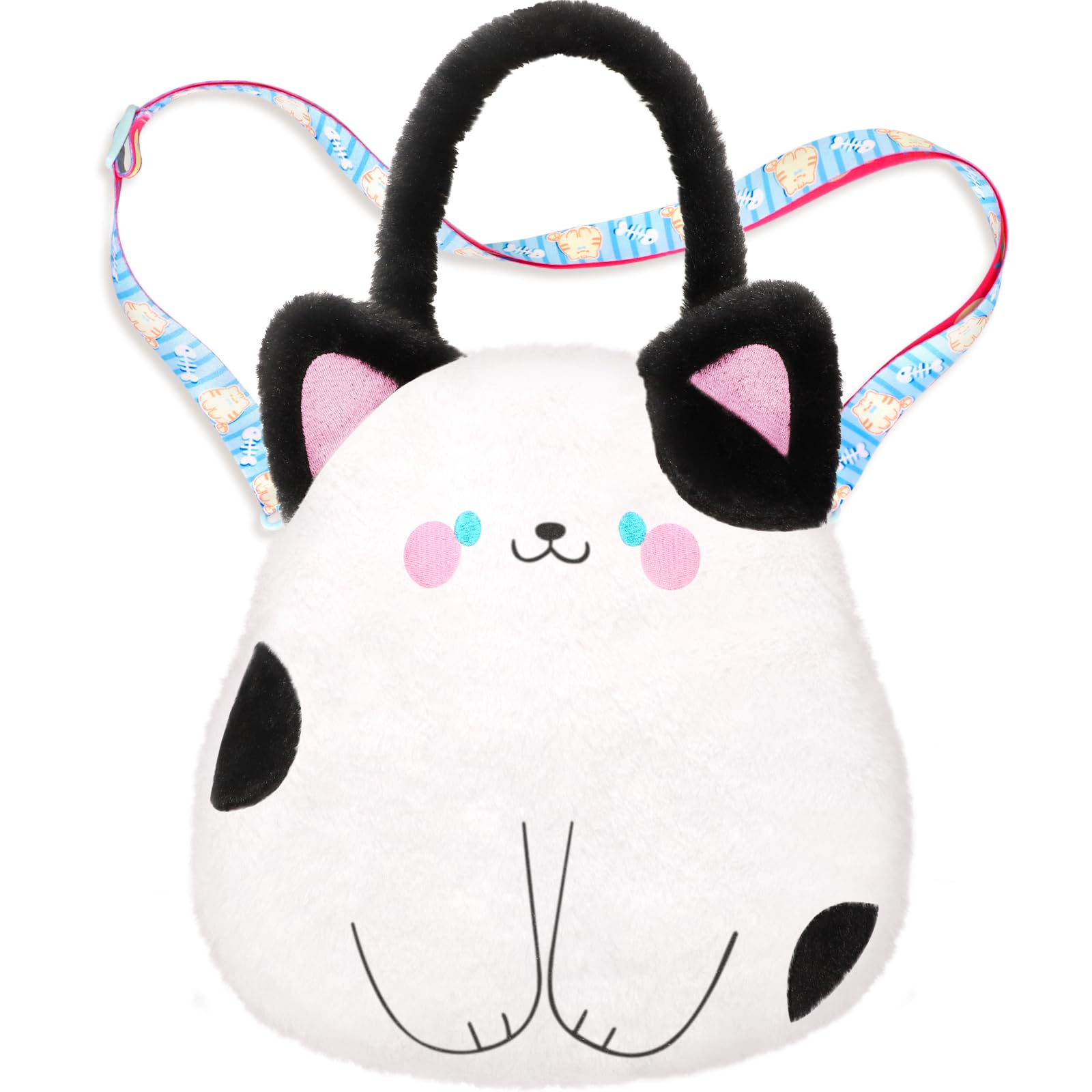 Catchcute Cat Plush Bag Kids Crossbody Bag For Kids, Plush Handbag Tote Bag With Adjustable Strap,Soft Plush Cat Stuffed Purse W