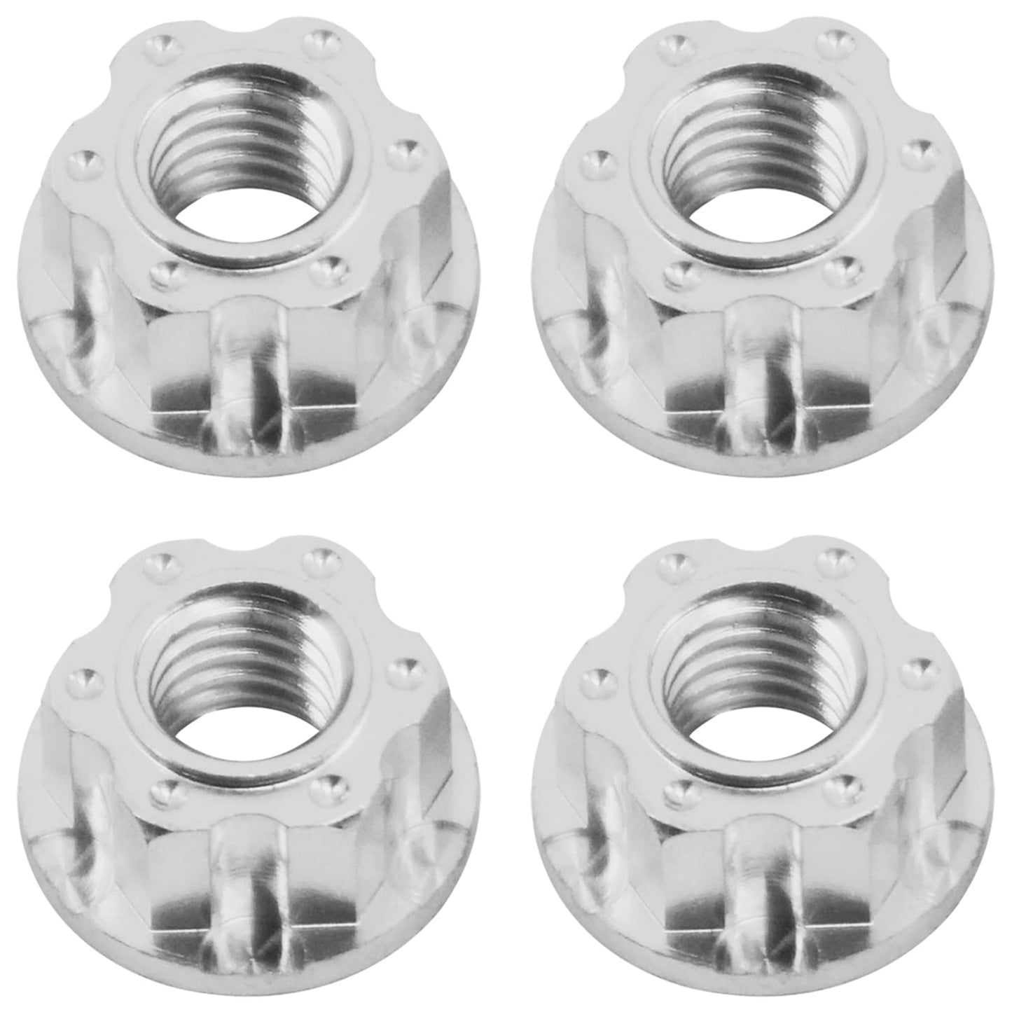 Vgoohobby 4Pcs Hexagonal Nuts, M4 Aluminum Alloy RC Wheel Hex Nuts Compatible with HSP Sakura D3 D4 1/10 RC Car (Silver)