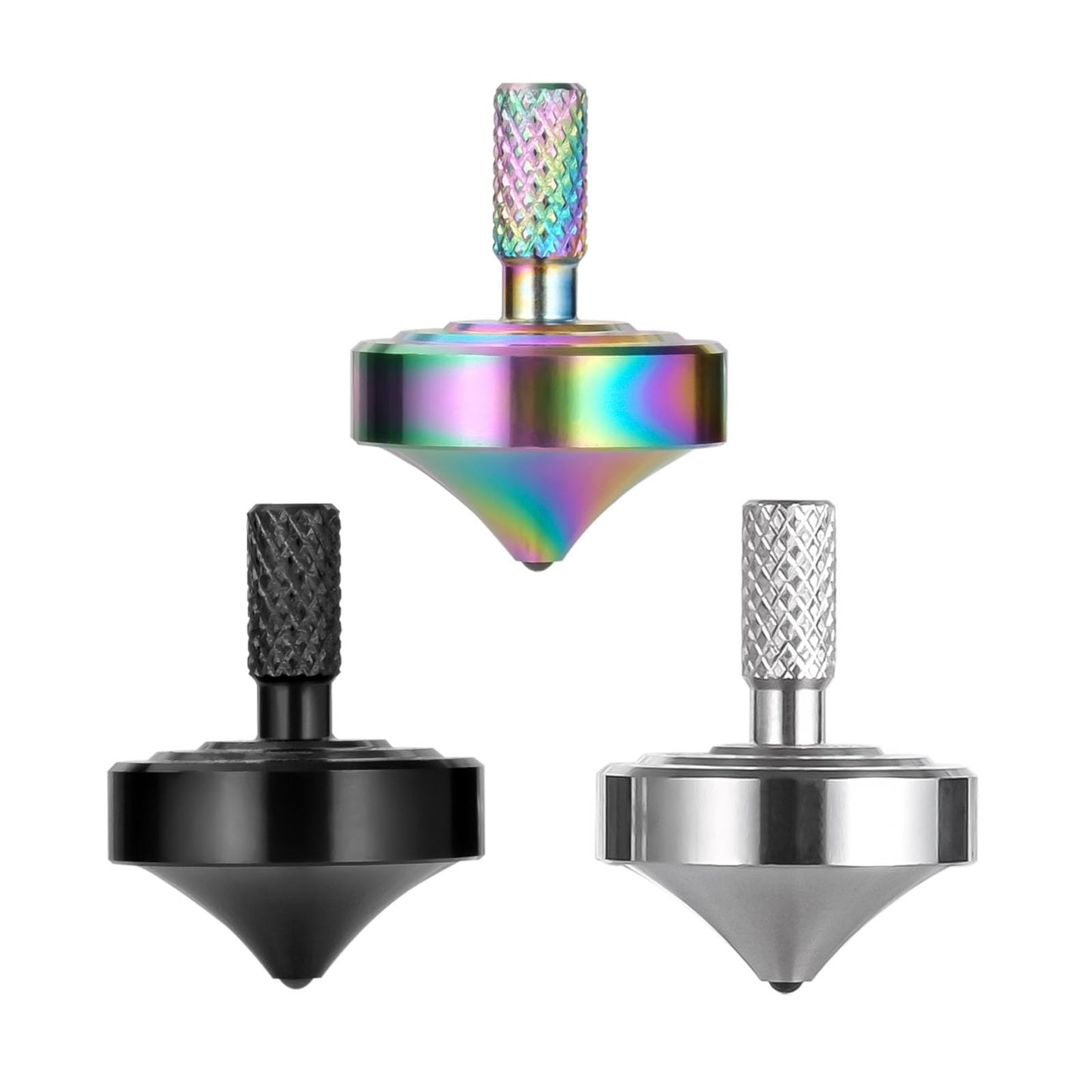 CHEETOP Stainless Steel Spinning Top  Precision Mini Desktop Gyroscope  Kill Time Reduce Stress ADHD Toys  Perfect Balance Gyro (3PCS Black+Silver+Iridescent Style 3)