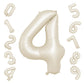 40 Inch Cream Number 4 Balloon, Beige Large 4Th Birthday Balloons, Digital 4 Cream White Giant 4 Foil Balloon Helium For Boys Gi