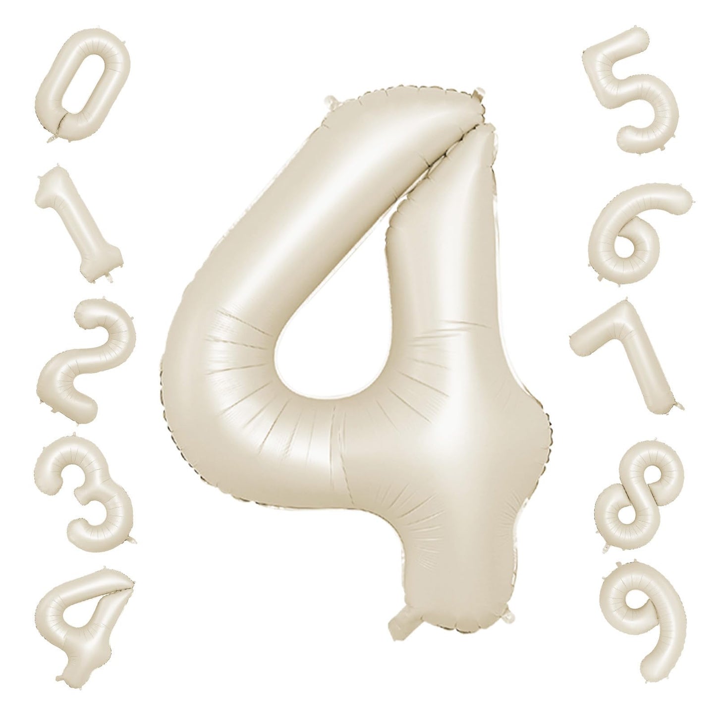 40 Inch Cream Number 4 Balloon, Beige Large 4Th Birthday Balloons, Digital 4 Cream White Giant 4 Foil Balloon Helium For Boys Gi