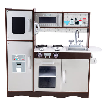 WoodenEdu Kitchen Playset for Kids Ages 3-8, Wooden Pretend Play Kitchen with Cooking Accessories, Dimensions: 38    H x 31    W