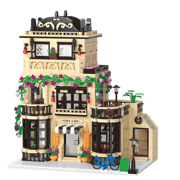 City Cafe Building Blocks Set With Led,1413Pcs Mini Bricks For Adults And Teen 14+ (Not Compatible With Lego)