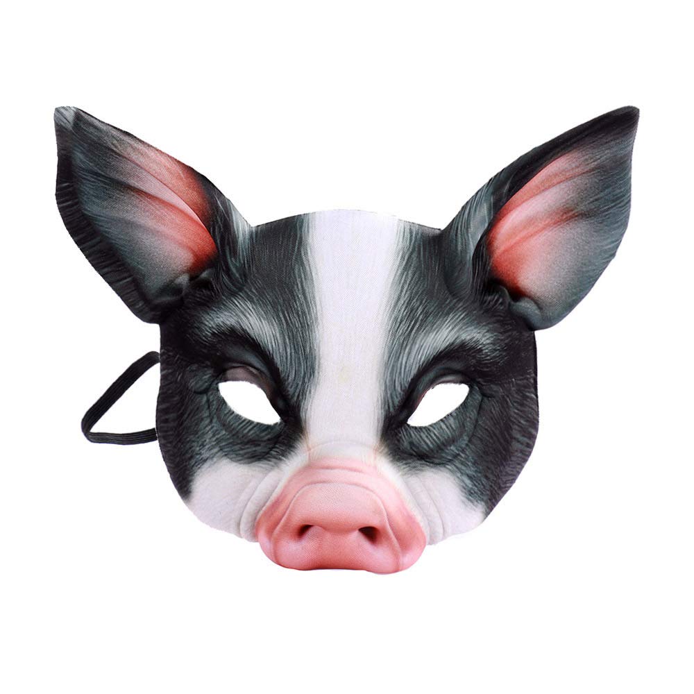 Hosfairy 1Pcs Half Face Animal Mask Pig Mask Horror Pig Mask for Halloween Costume Party Cosplay Props (Black Pig Mask)